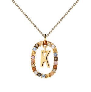 PDPAOLA Krásný pozlacený náhrdelník písmeno "K" LETTERS CO01-270-U (řetízek, přívěsek)