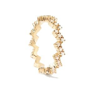 PDPAOLA Třpytivý pozlacený prsten se zirkony ZIPPER Gold AN01-685 48 mm