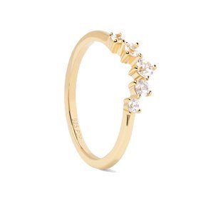 PDPAOLA Půvabný pozlacený prsten se zirkony CIEL Gold AN01-823 48 mm