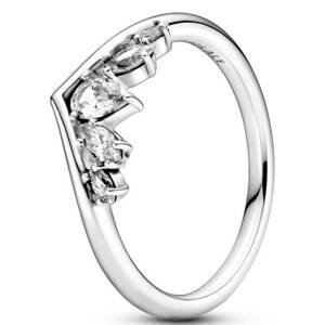 Pandora Něžný stříbrný prsten s kamínky Wishbone 199109C01 54 mm