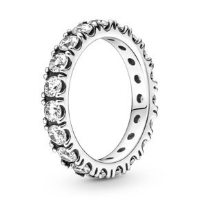Pandora Třpytivý stříbrný prsten s čirými krystaly Eternity 190050C01 56 mm