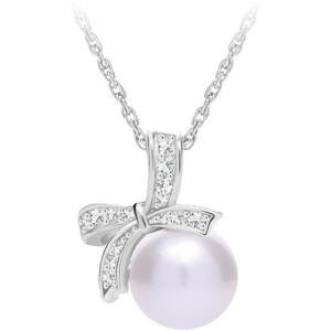 Preciosa Třpytivý stříbrný náhrdelník Naurica s říční perlou a kubickou zirkonií Preciosa 5310 00