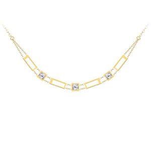 Preciosa Luxusní pozlacený náhrdelník Straight s čirým křišťálem Preciosa 7390Y00