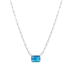 Preciosa Ocelový náhrdelník s ručně mačkaným kamenem českého křišťálu Preciosa Ocean Aqua 7444 67