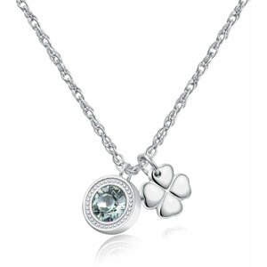 S`Agapõ Ocelový náhrdelník s krystalem a čtyřlístkem Light SKT02