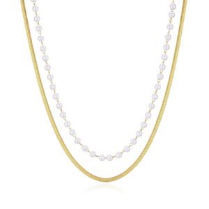 S`Agapõ Dvojitý pozlacený náhrdelník s perlami Wisdom SWI06