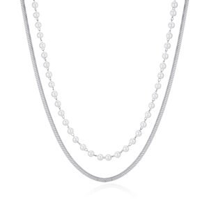 S`Agapõ Dvojitý ocelový náhrdelník s perlami Wisdom SWI05