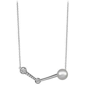 Silver Cat Stylový stříbrný náhrdelník se zirkony a perlou SC337
