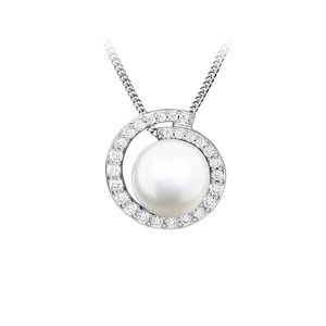 Silver Cat Jedinečný stříbrný náhrdelník s pravou perlou SC483 (řetízek, přívěsek)