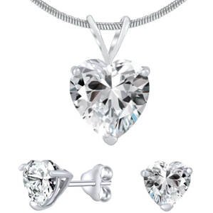 Silvego Stříbrný set šperků s čirým křišťálem JJJHEART01 (náušnice, přívěsek)