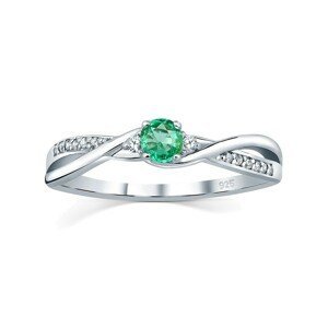 Silvego Stříbrný prsten s pravým přírodním smaragdem JJJR1100ER 59 mm