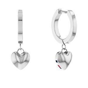 Tommy Hilfiger Moderní ocelové náušnice kruhy s přívěsky Hanging Heart 2780664
