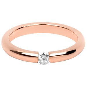 Troli Něžný růžově pozlacený ocelový prsten s krystalem 57 mm