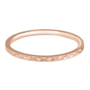 Troli Pozlacený minimalistický prsten z oceli s jemným vzorem Rose Gold 52 mm