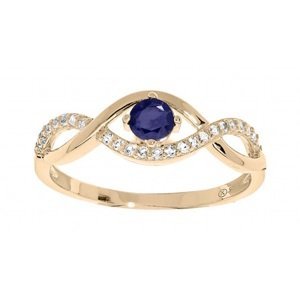 Troli Půvabný pozlacený prsten s modrým zirkonem PO/SR00716N 50 mm