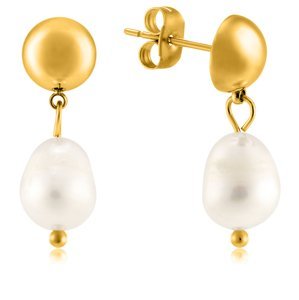 Troli Elegantní pozlacené náušnice s pravými perlami VAAJDE201330G