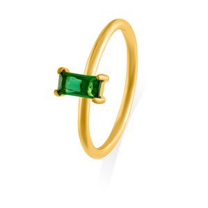 Troli Půvabný pozlacený prsten se zeleným zirkonem 54 mm