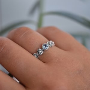 Aranys Stříbrný prsten akvamarín, 58 00871
