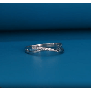Aranys Stříbrný prsten vlnka se zirkony, 60 05749
