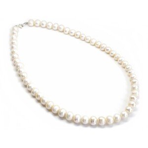 Aranys Náhrdelník říční perly bílé 8 mm, Ag, 55 cm 07563