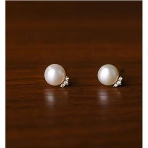 Aranys Náušnice bílá perla se zirkony 08939