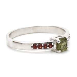 Granát Stříbrný prsten český granát, vltavín Delloa, 66, Zlacení 55570