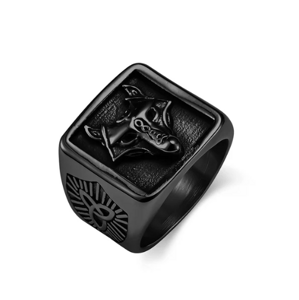 Aranys Ocelový prsten vikingský vlk černý, 57 56560