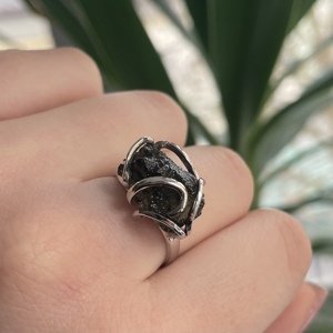 Aranys Stříbrný prsten vltavín Vltajs vel. 57 01231