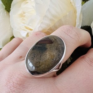 Aranys Stříbrný prsten jaspis, vel.58, 58 02339