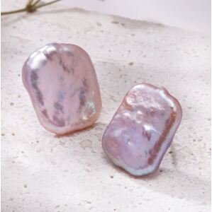 Aranys Náušnice zlacené pecky - říční perly bílé, růžové, Růžová 03969