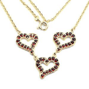 Granát Stříbrný náhrdelník srdce s českým granátem Bolia, Zlacení 04351
