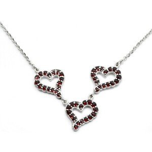 Granát Stříbrný náhrdelník srdce s českým granátem Bolia, Rhodiování 04352