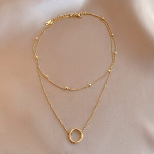 Aranys Ocelový zlacený dvojitý náhrdelník Dove 06148
