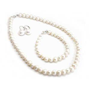 Aranys Stříbrný náramek říční perly bílé 8 mm AA, 18 cm 07564