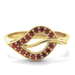 Granát Zlatý prsten s lístkem - český granát, 49, Zlato Au 585/1000 (dodání 1-8 týdnů) 11189