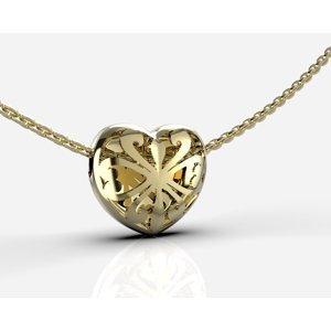 Granát Zlatý oboustranný náhrdelník srdce, Zlato Au 585/1000 11267