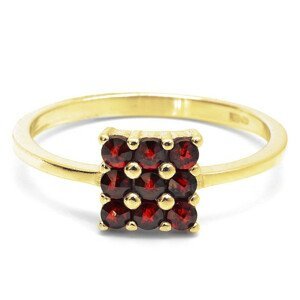 Granát Zlatý prsten čtvereček český granát, 49, Zlato Au 585/1000 (dodání 1-8 týdnů) 11571