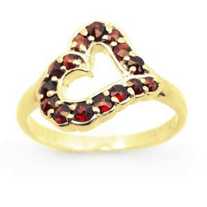Granát Zlatý prsten srdce český granát, 52, Zlato Au 585/1000 (dodání 1-8 týdnů) 11996