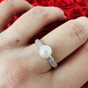 Aranys Stříbrný prsten s perlou, 52 15844