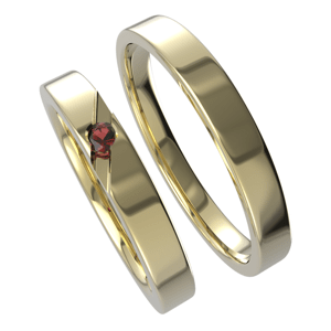 Aranys Zlaté snubní prsteny, Bílé zlato Au 585/1000, Granát 16170