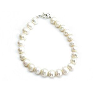 Aranys Stříbrný náramek říční perly bílé 8 mm AA, 20 cm 16910