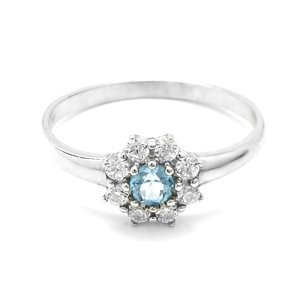 Granát Stříbrný prsten pravý topaz a zirkon kytička, 50 16953
