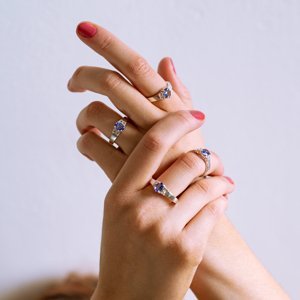 Aranys Stříbrný prsten s tanzanitem a topazy, 52 54947
