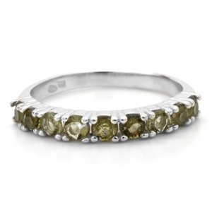 Aranys Zlatý prsten s vltavíny, 49, Bílé Zlato AU 585/1000 55158