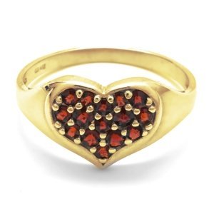 Aranys Stříbrný prsten srdce český granát, Zlacení, 66 55787