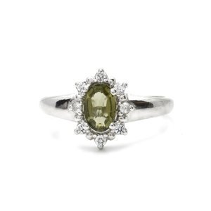 Aranys Stříbrný prsten s vltavínem Princess, 48 56064