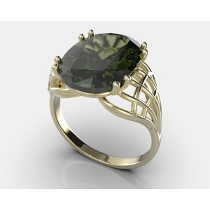 Aranys Zlatý prsten s vlatavínem Borneo, 52, Bílé zlato Au 585/1000 56162