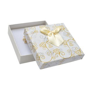 JKBOX Krémová papírová krabička s mašlí Diamonds na střední sadu šperků IK004