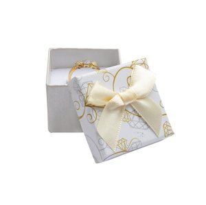 JKBOX Krémová papírová krabička s mašlí Diamonds na prsten nebo náušnice IK013