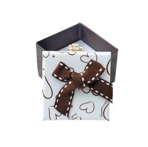 JKBOX Papírová krabička se vzorem srdce a mašlí na prsten nebo náušnice IK016
